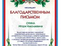 Благодарственное письмо Суин И.Н.
